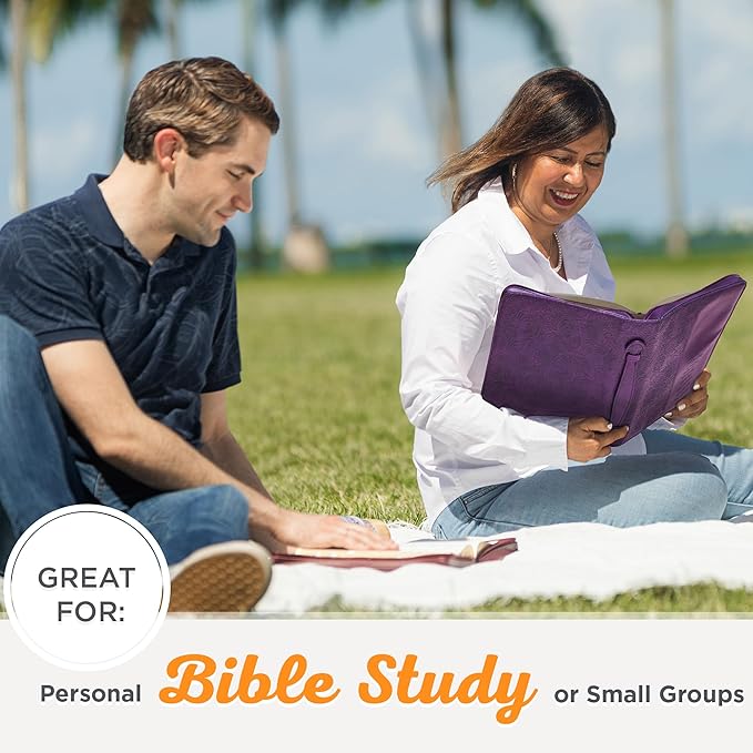 Christian Art Gifts Women's Fashion Bible Cover Faith Hebrews 11:1, Purple Paisley Faux Leather, XL