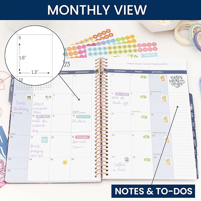 HARDCOVER bloom daily planners 2023 Calendar Year Day Planner (January 2023 - December 2023) - Passion/Goal Organizer - Monthly & Weekly Inspirational Agenda Book - 5.5" x 8.25" - Navy Embroidery