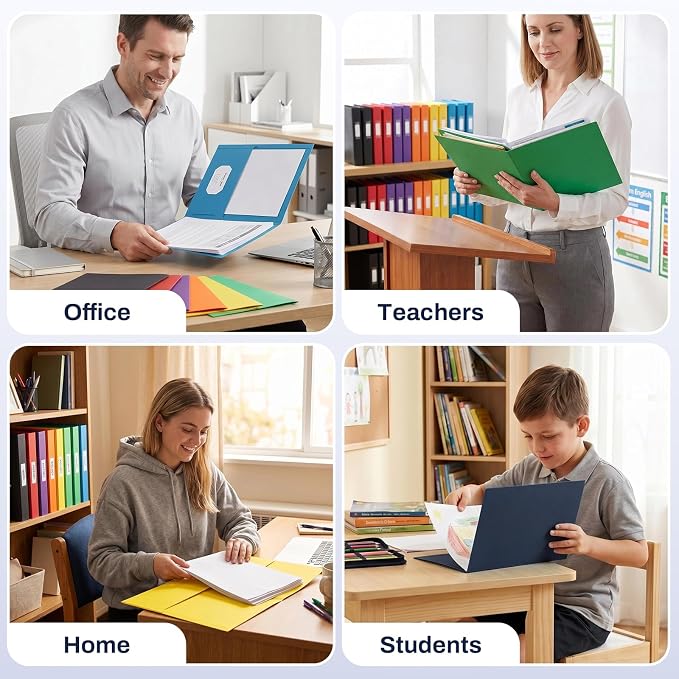 SUNEE Folders with Pockets(125 Pack, Dark Blue), 2 Pocket Folders Fit Letter Size Paper, Paper File Folder for School Office Home Business