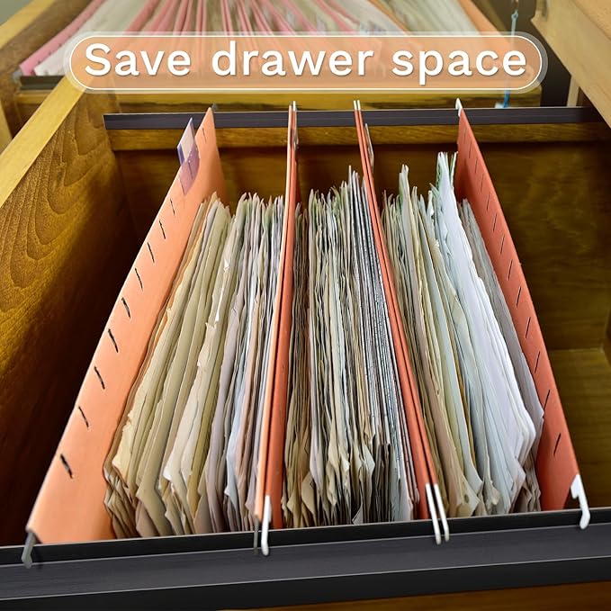 Tenare 4 Pieces Hanging File Rails PVC Black File Rails Hanging System Keeping Your Folders Neat and Organized(3/4 Inch Drawer Sides 15.8 Inch Long)
