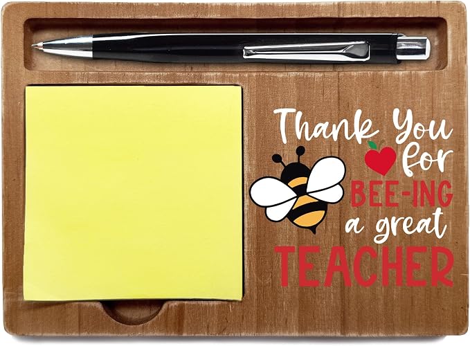 Inspirational Teacher Office Desk Decor Gifts, 4x6 Inch Wooden Desk Note Pen Holder, Appreciation Quotes Decor for Office, Thank You Teachers Day Gifts for Teachers-A20