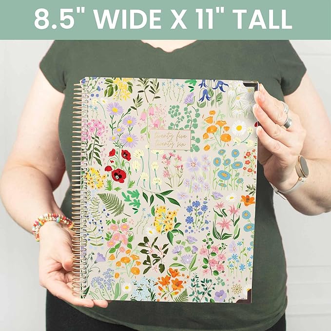 bloom daily planners HARDCOVER Planner 2025-2026 (8.5" x 11") Academic Year (July 2025 - July 2026) - Task Goal Organizer - Monthly & Weekly Inspirational Agenda Book - Garden Party, Beige