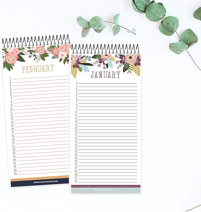 Hadley Designs Floral Perpetual Birthday, Anniversary, Special Event Reminder Calendar Book Journal for Important Family Date Remembrance Wall Hanging, Mom Dutch Bday Gift Card Planner Organizer