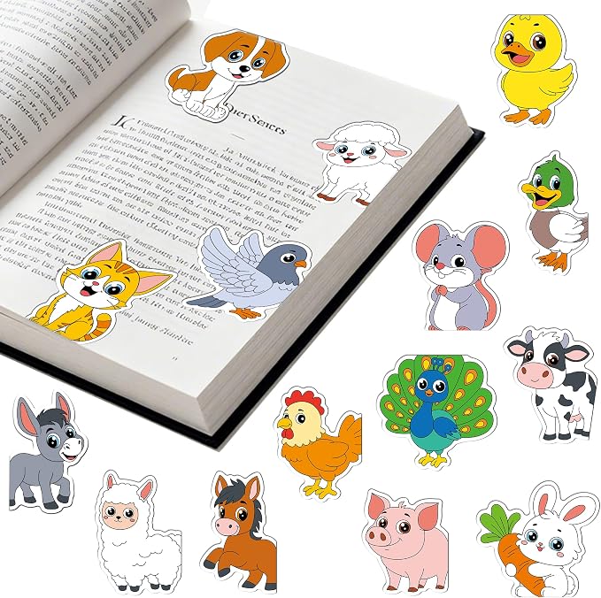 60Pack Cute Farm Animal Bookmark Magnetic Bookmarks for Reading Women Men Kids Teacher Book Lovers Gifts, Unique Personalized Bookmarks Bulk Magnet Bookmark Clips Pretty Funny Page Book Markers