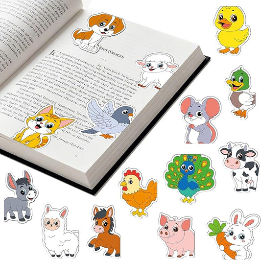 15Pack Cute Farm Animal Bookmark Magnetic Bookmarks for Reading Women Men Kids Teacher Book Lovers Gifts, Unique Personalized Bookmarks Bulk Magnet Bookmark Clips Pretty Funny Page Book Markers