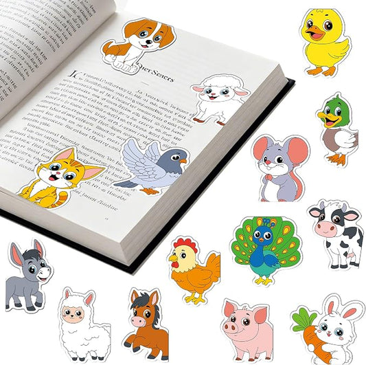 30Pack Cute Farm Animal Bookmark Magnetic Bookmarks for Reading Women Men Kids Teacher Book Lovers Gifts, Unique Personalized Bookmarks Bulk Magnet Bookmark Clips Pretty Funny Page Book Markers
