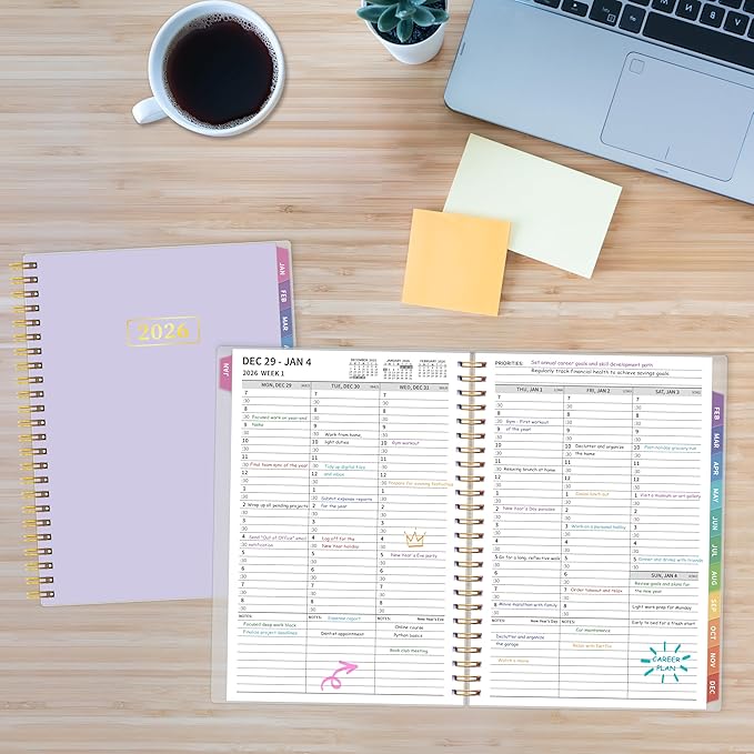 2026 Appointment Book, 30 Minutes-Hourly, Weekly ＆ Monthly Calendar Planner 2026, Jan 2026 - Dec 2026, 6.2'' x 8.4'', 2026 Daily Planner with Tabs ＆Pocket, Flexible Cover, Great for Office, Home, School