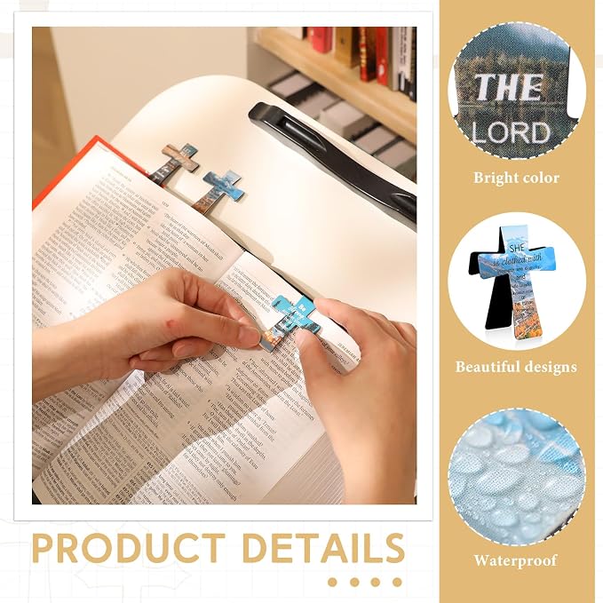 Resurhang 48 Pcs Magnetic Bookmarks Christian Cross Magnetic Page Markers Religious Bible Verses Bookmarks for Mother's Day Women Student Church Study Group Graduation Coworker Team (Landscape)