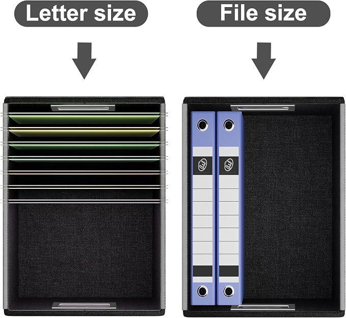 File Organizer Box with Lid, Collapsible Faux Leather Hanging File Folder Box Organizer with Plastic Slides, Decorative Home/Office Filing System Boxes for File and Folders Storage