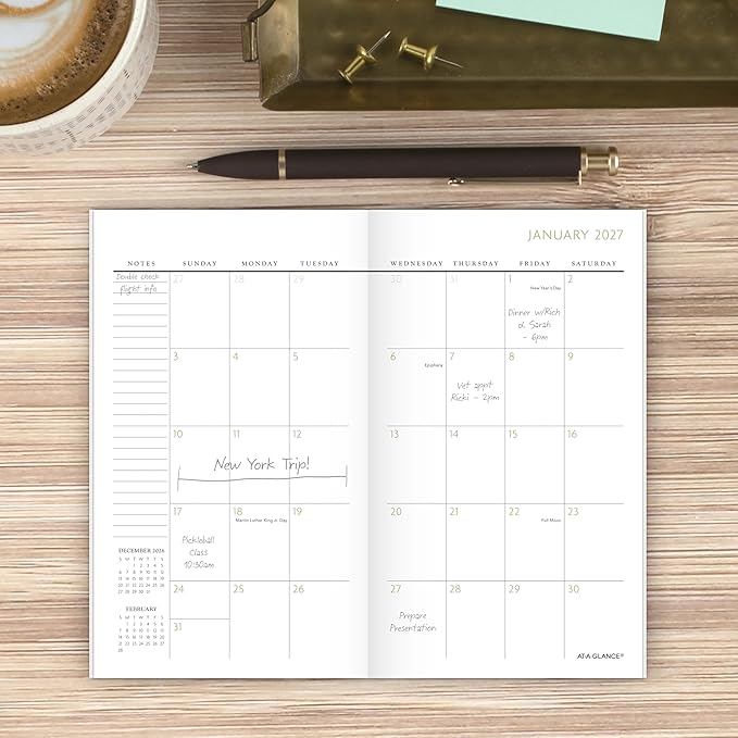 AT-A-GLANCE 2027-2028 Planner, 2 Year Monthly Planner, 3.5" x 6", Pocket Size, Badge, Floral (1842F-021-27)