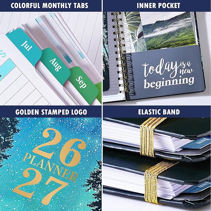 Planner 2026-2027 - Jul. 2026 - Jun. 2027, Planner 2026-2027 Weekly and Monthly, Academic Planners with Colorful Tabs, Inner Pocket, 6.4" x 8.5"