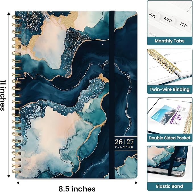 Planner 2026–2027, Weekly & Monthly Academic Organizer for School Year, Jul 2026–Jun 2027, Hardcover Planner with Tabs, Back to School Essential, 8.5" x 11", Golden Dusk