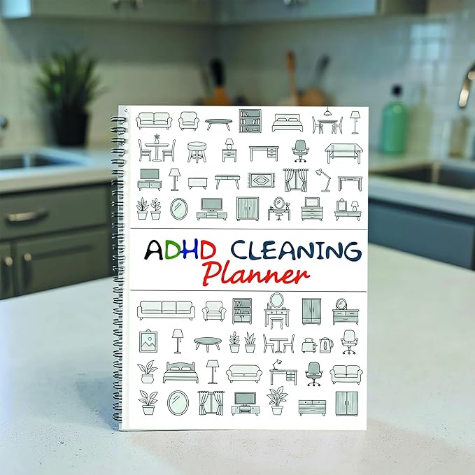 ADHD Cleaning Planner, Daily Weekly Monthly Household Cleaning Schedule, 8.27 x 11.22 inch Chore Chart Organizer