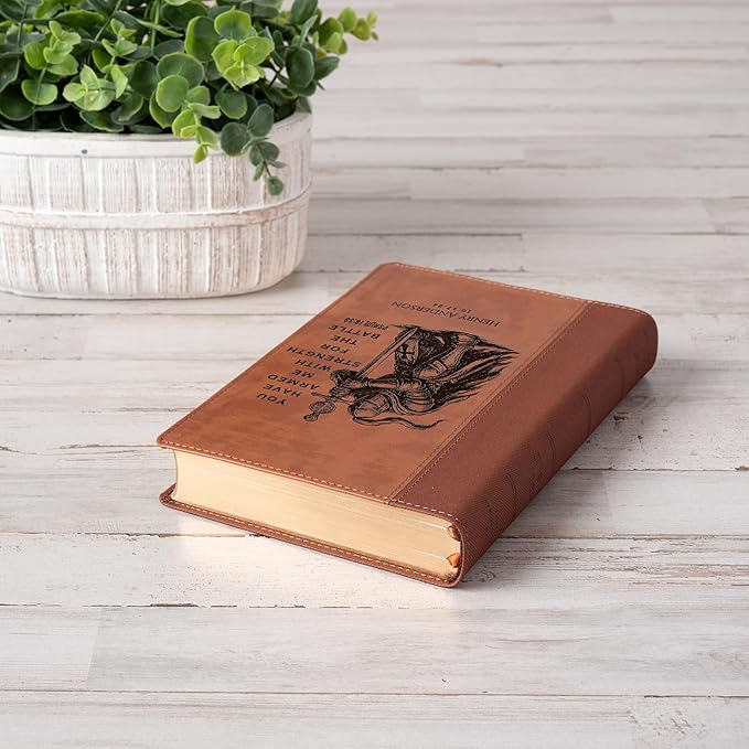 Personalized NIV Large-Print Bible, Custom Bible Engraved Name, Warrior Knight Design, Christian Gift, Baptism Gift, Bible Gift for Him