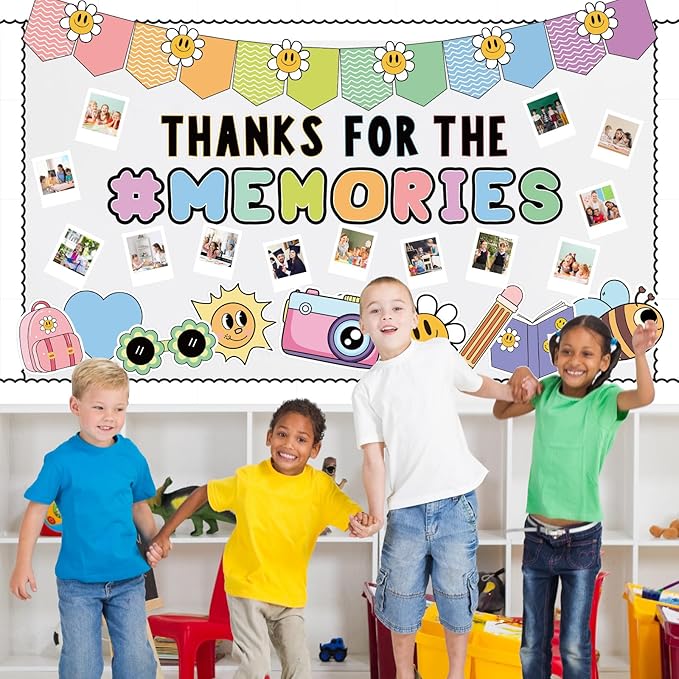 FYSUIMU 88Pcs Graduation Bulletin Board Decorations Set Memories Boho Daisy DIY Photo End of The Year Cutouts for Class of 2026 School Classroom Blackboard Chalkboard Wall Decor
