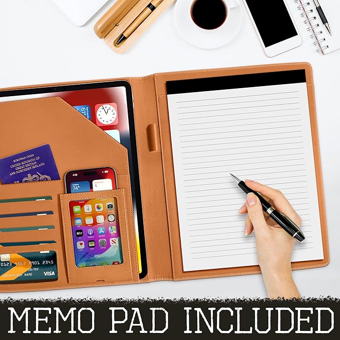 Business Padfolio, Leather Material Modern Padfolio, Business Portfolio Organizer with a Lined Notebook Included.