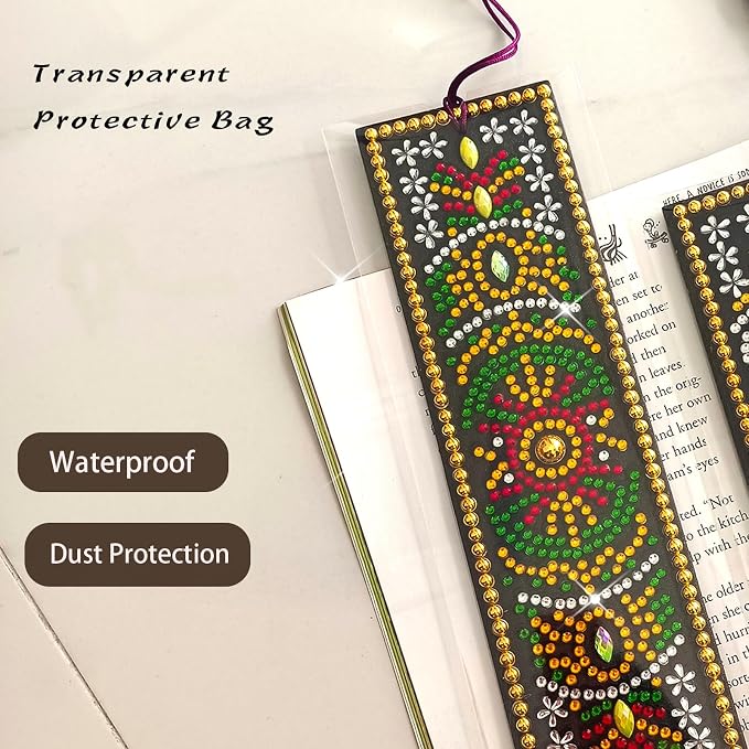 2 Pcs LINGFANG Diamond Painting Bookmark, DIY Book Makers for Adults Book Lovers, Diamond Art Beginners, Small Diamond Art Kits, Paint by Art Crafts Supplies Gift for Girls (Mandala 2)