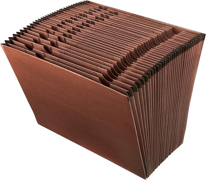 Office Depot Expanding File, Letter, 1-31, 31 Pockets, Brown, OM01418