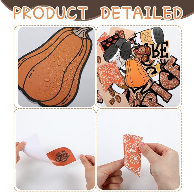 Honoson Fall Thanksgiving Coffee Bulletin Board Decorations Set Coffee Cup Bulletin Board Classroom Decoration Autumn Pumpkin Spice Paper Cutouts for Thanksgiving Fall Party Blackboard Wall Decor