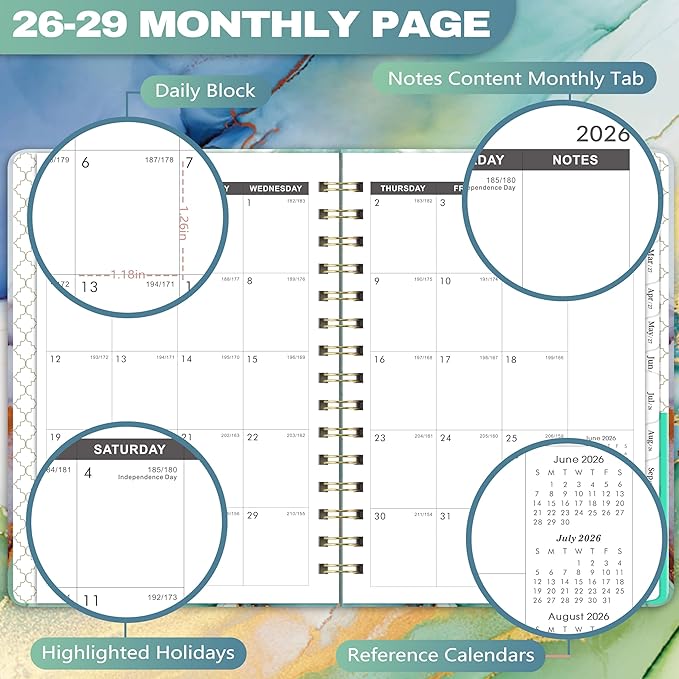 2026-2029 Monthly Planner - 3 Year Monthly Planner 2026-2029 with Monthly Tabs, Jul. 2026 - Jun. 2029, 6.3" x 8.4", 26-29 Monthly Calendar - Green