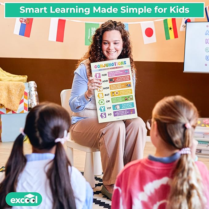 Excool Club Colorful Parts Of Speech Posters For Classroom Decor - 16 English Grammar Posters For Elementary, Ela Poster For Middle School Classroom Must Haves, Language Arts Teacher Supplies (11x17')