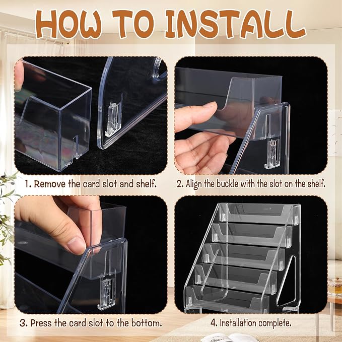 5 Tier Acrylic Bookmark Display Stand for 2. 2'' Bookmark, Portable Sticker Holder Greeting Card Display for Business Vendor, Retail Store Shop