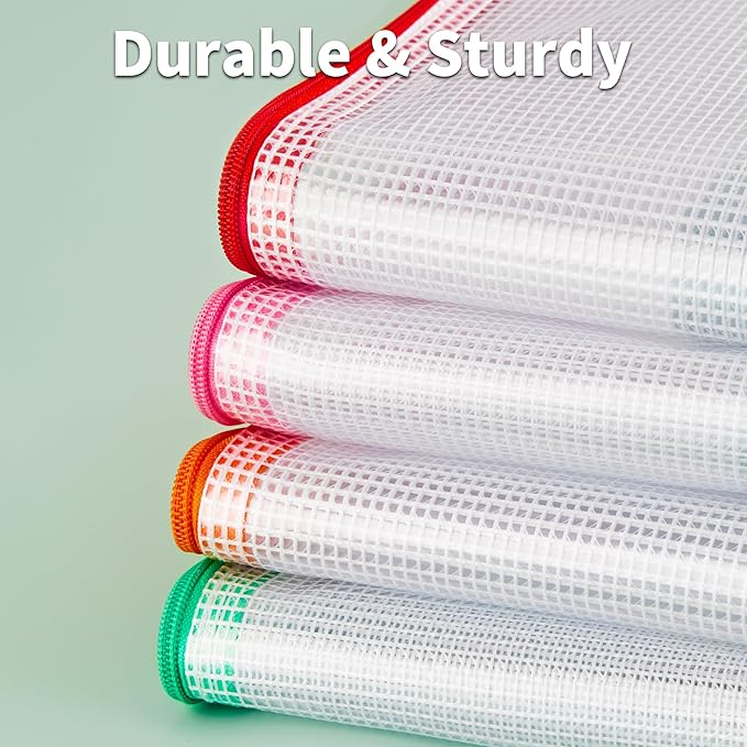 JARLINK A3 (16.5x12.6 in, 36 Pcs) Mesh Zipper Pouch, 12 Colors Extra Large Zipper Bags, Waterproof File Pouches for Office Supplies, Puzzles, Board Game, School, Travel Accessories & Craft Projects