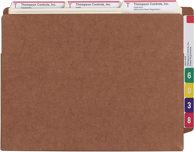 Smead End Tab Extra Wide TUFF® Pocket, Reinforced Straight-Cut Tab, 3-1/2" Expansion, Extra Wide Letter Size (10, Redrope)