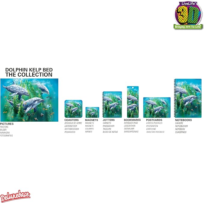 3D LiveLife Bookmark - Dolphin Kelp Bed from Deluxebase. Cute Lenticular Dolphin Page Marker. Animal Themed Accessories for Book Lovers. Small Gifts for Men, Women, Writers and Teachers.