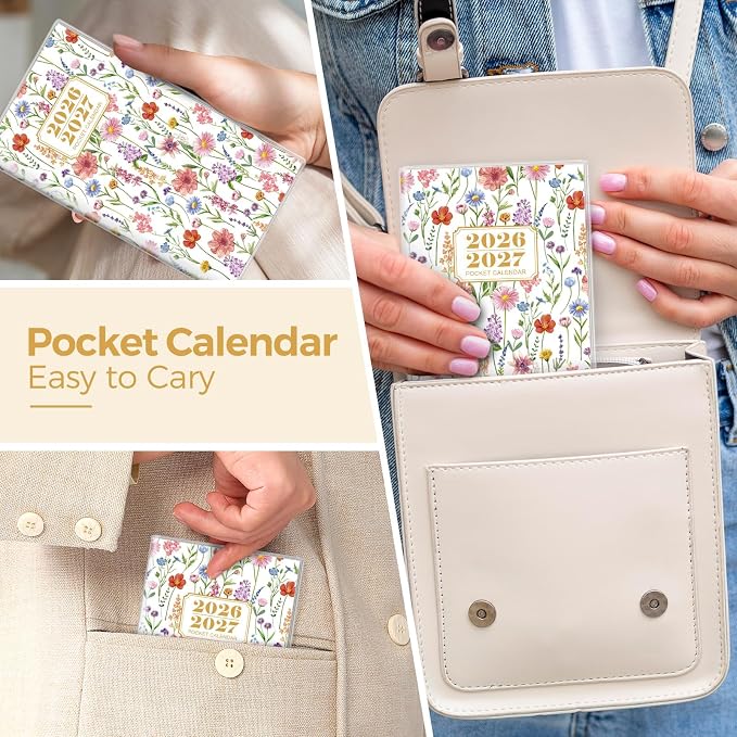 SKYDUE Pocket Calendar 2026-2027, 24-Month Small Monthly Pocket Planner Jan 2026- Dec 2027 for Purse, 6.7" X 3.7", Perfect for On-the-Go Planning and Organization