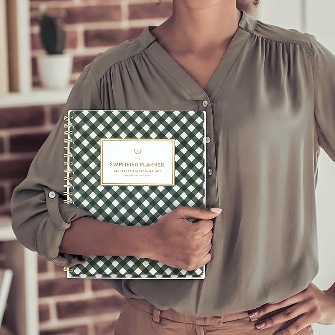 AT-A-GLANCE 2027 Planner, Simplified by Emily Ley, Weekly & Monthly, 8.5" x 11", Customizable, Camp Gingham (EL58-901-27)