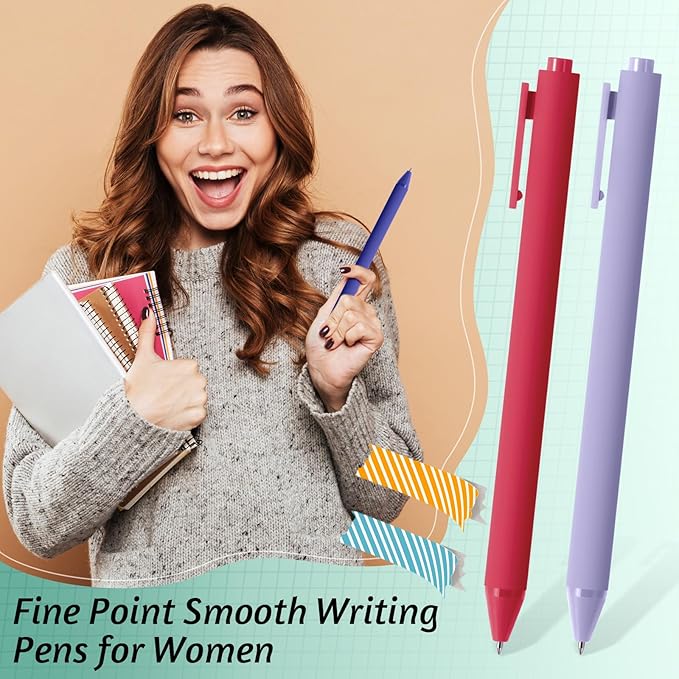 Crtiin 30 Pcs Gel Pens Bulk, 0.5mm Fine Point Black Ink Pens, Retractable Smooth Writing Quick Dry, Colored Aesthetic for School Office Journaling Teacher Appreciation Mother Day (Rainbow Color)