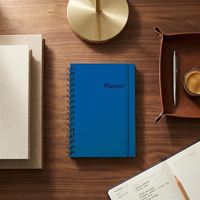 Undated Monthly and Weekly Planner - 12 Month Calendar Planner Notebook with Week Days - Hardcover Undated Planners Blank Agenda Book - A5 Navy Blue