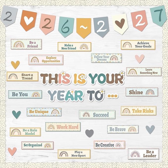 Boho Classroom Bulletin Board Decorations, This is Your Year to Bulletin Board Sets, Growth Mindset Positive Affirmations Wall Decor for Teacher Welcome Back to School Classroom Door Wall Decors