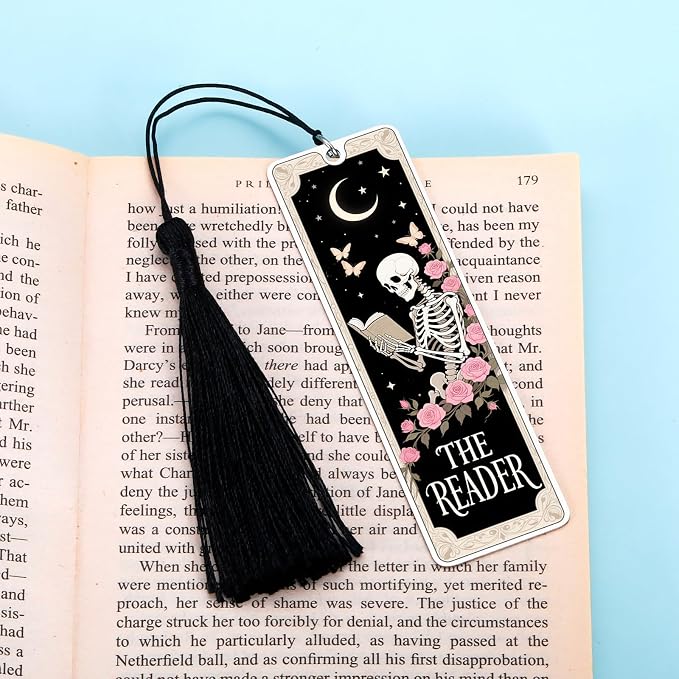 Dark Romance Merch Funny Bookmark for Book Lovers Reader Bookmarks Mothers Day Birthday Gifts for Women Best Friends Skull Book Markers College Girls Gift Basket Teen Girls Book Accessories Halloween