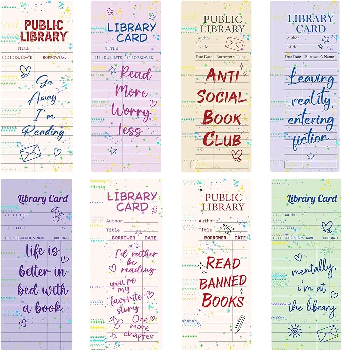 Vintage Bookmarks Bulk Gifts - 48 Pcs Library Card Paper Bookmark for Women Girls Students Book Lovers Retro Quote Page Marks School Reading Accessories Bookish Gift for Birthday Graduation