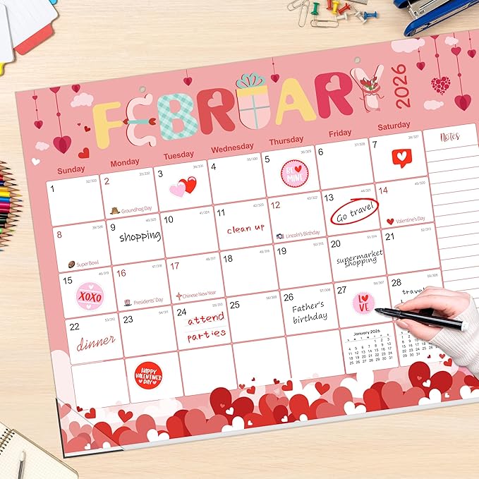 GuassLee Desk Calendar 2026-2027 Large 22" x 17" Desktop/Wall Monthly Calendar 18-Month School Year Planner Covers January 2026 to June 2027 with Julian Date&Notes for Easy Organizing