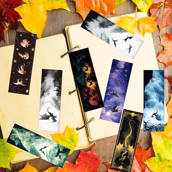 Dragon Bookmarks Gifts for Men - 100 Pcs Fantastic Bookmark Witchy Dragon Book Mark Cool Animal Page Marker Clip Gift for Book Lovers Reading Bookish Bookworm Office