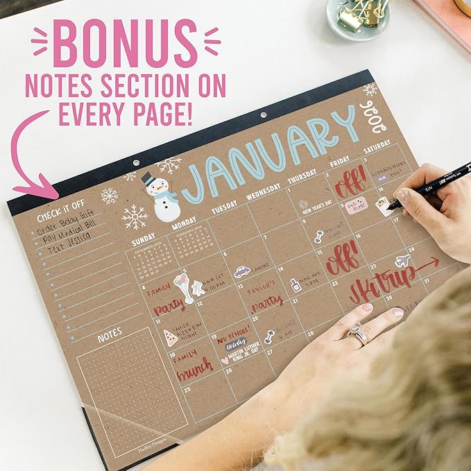 Hadley Designs Large Teacher Desk Calendar 2026-2027 - Desktop Calendar 2026, 18-Month Desk Calendars for Home, Office & Classroom, Cute Classroom Must Haves, Teacher Appreciation Gifts