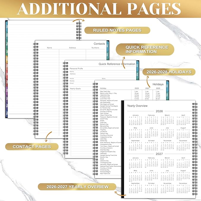 2026 Planner - Planner 2026 Weekly and Monthly, Jan 2026 - Dec2026, 9" x 11", 26 Planner Weekly and Monthly, 26 Calendar Planners with Colorful Tabs, Pocket - Black