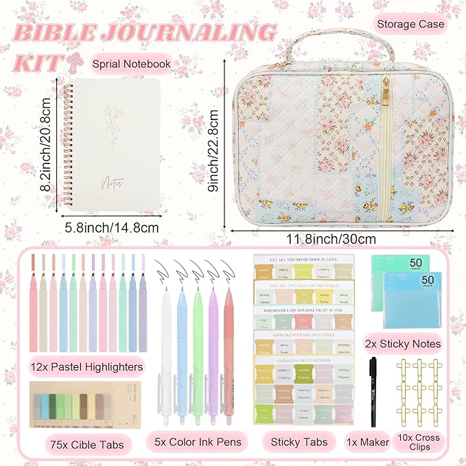 Bible Cover Case for Women Large Bible Cover Bag Bible Study Supplies Accessories Bible Journaling Kit for Girls Women
