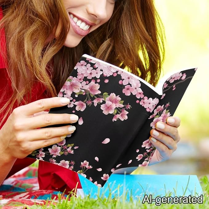 Dreaweet Cherry Blossoms Book Covers for Textbooks Hardcover Books,Green Paperback Book Cover Protector Stretchable Washable Book Sleeves for Women Book Lover