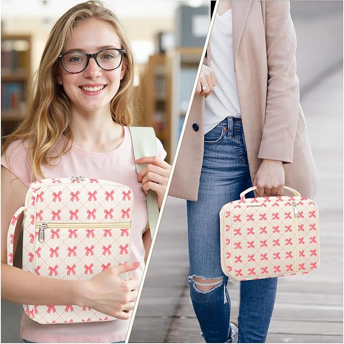 WOBAGMEN Bible Cover Case for Women,Cordoury Bible Cover with Handle,Bow Bible Book Cover,Carrying Case Bible Protective Christian Gift(zhengqi Bow, M)