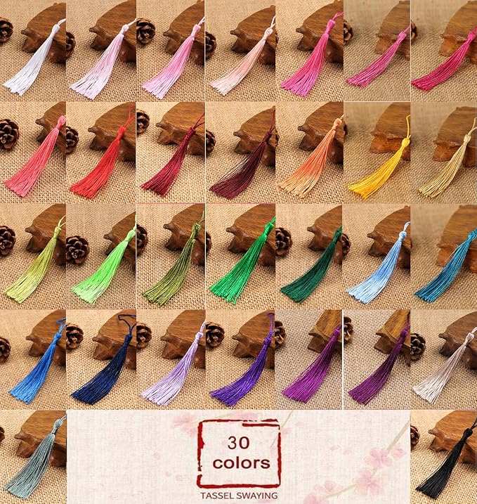 Clear Acrylic Bookmark, BetterJonny 30 Set Plastic Blank Book Page Mark with Colorful Tassels Small Transparent Craft Tags for DIY Classroom Projects and Gift Tag