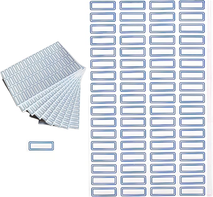 3400 Pack 1.1" x 0.5" Small Blue Border White Labels Stickers for Writing, Price Stickers-Product Tags, Key Tags,Adhesive Label,Rectangular Color Coded Write