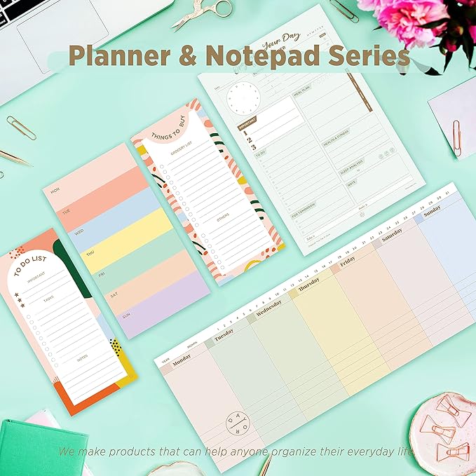 Oriday Weekly Calendar Planner Notepad Tear Off Pad (Rainbow) - Daily, Weekly Planning pads