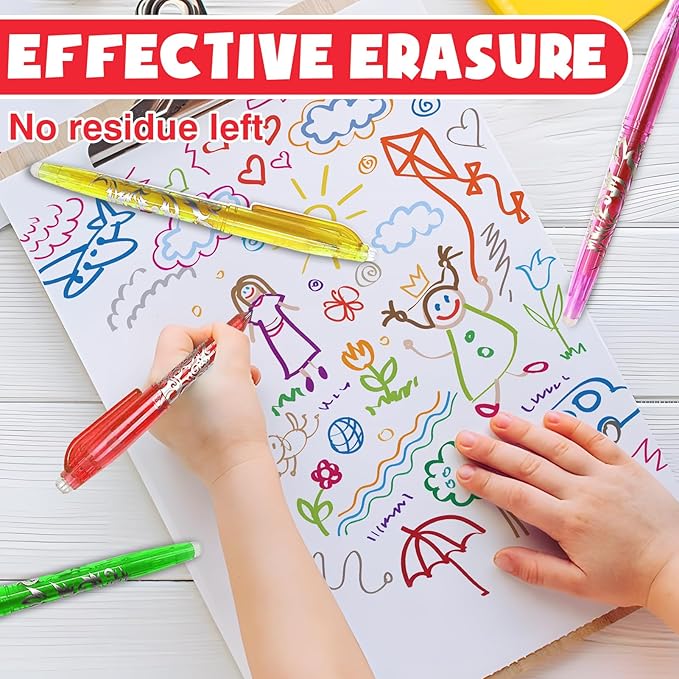 12pcs Erasable Pens Quick Dry Liquid Ink Gel Pen 0.5mm Ballpoint Pens Rollerball Efface Pens Stationery for Kids Students Adults School Office Supplies Gifts