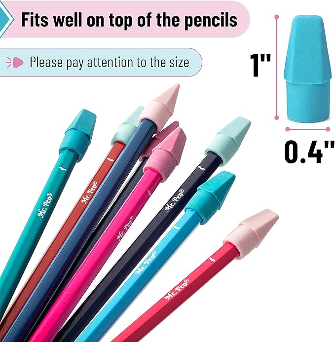 Mr. Pen- Pencil Erasers Toppers, 120Pack, Muted Pastel Colors, Erasers for Pencil, Pencil Top Erasers