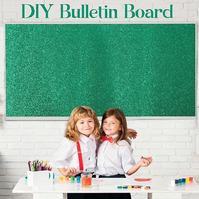 gisgfim 16" x20ft Glitter Bulletin Board Paper Roll Sparkle Color Bulletin Board Background Poster Paper Non Fading Gift Wrapping DIY Art Crafts for Office Classroom Decoration, Eucalyptus Green