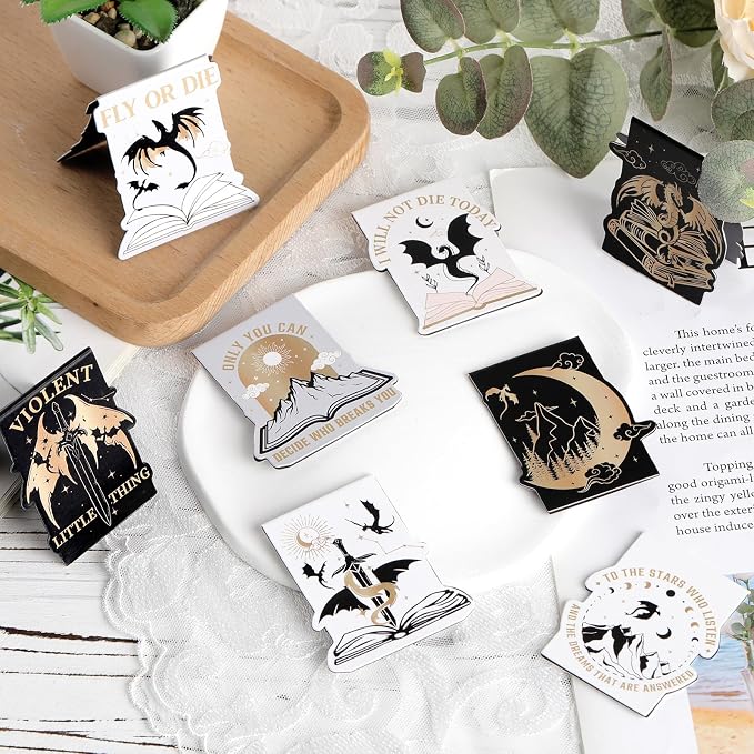 Dragon Magnetic Bookmark Gift - 8 PCs Fantasy Cool Unique Funny Book Mark Magnets Page Markers for Reading Women Men Kids Novel Fans Book Lovers Students Birthday Graduation School